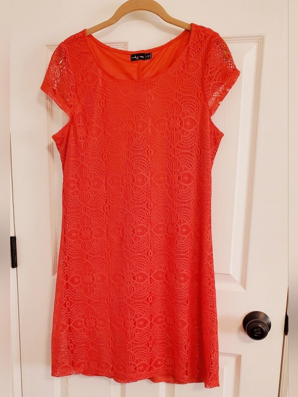 Ruby Rox Orange Lace Overlay Dress Junior Size 13